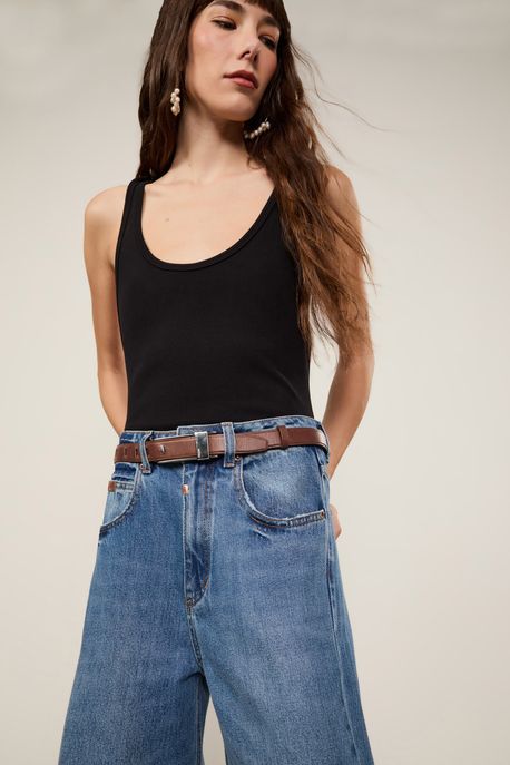 Cinto De Couro Fivela Canal Marrom Cacau - M