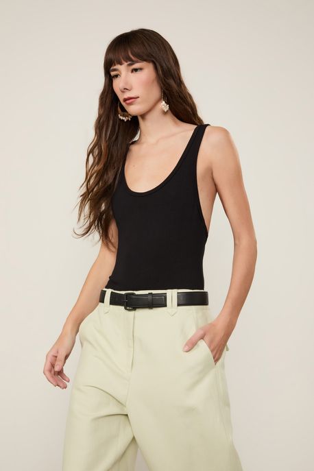 Cinto De Couro Fivela Dupla Preto - G