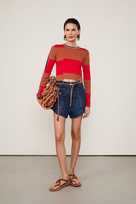 Short Curto Jeans Aleta Jeans Escuro - 40