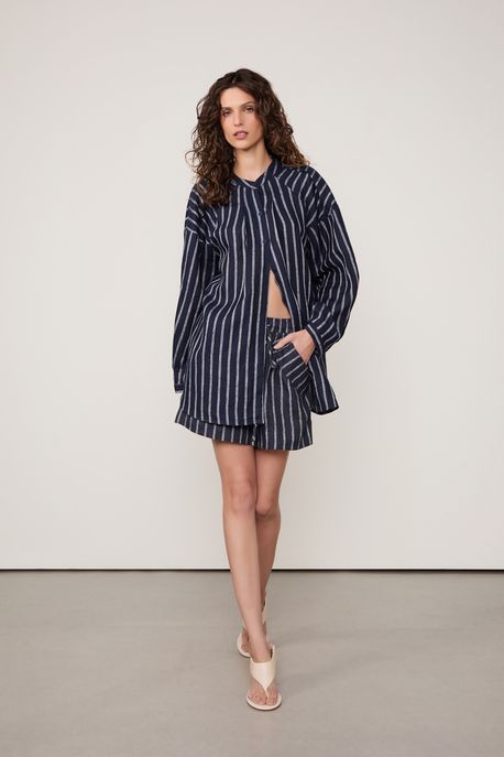 Short Est Listras Marinho Est List Branc C/ Marinho - 42