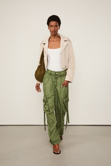 Calça De Tencel Loose Verde Confrei Verde Confrei - 44