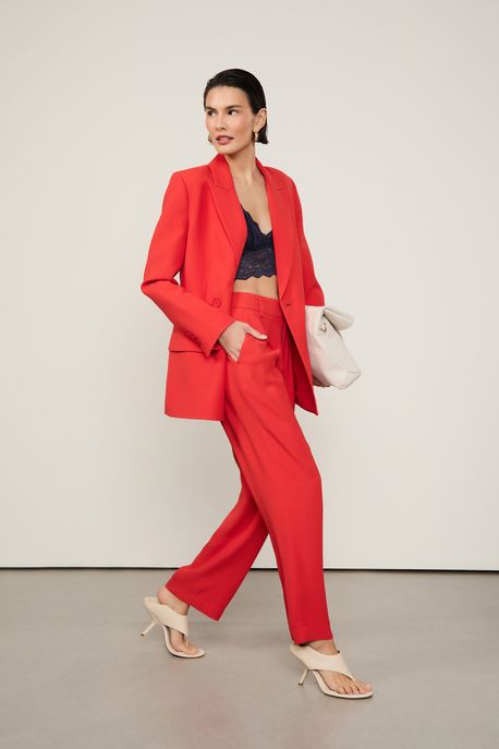 Calça De Crepe Vermelho Flame - 36