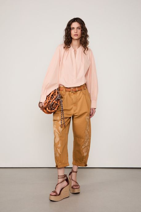 Camisa De Tricoline Recorte Costas Laranja Brick - M