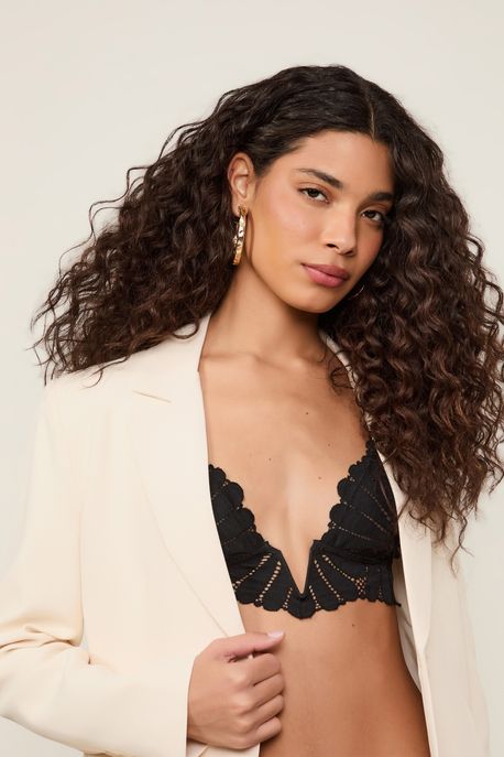 Top Com Aro v Preto Lace Intimates Preto - G