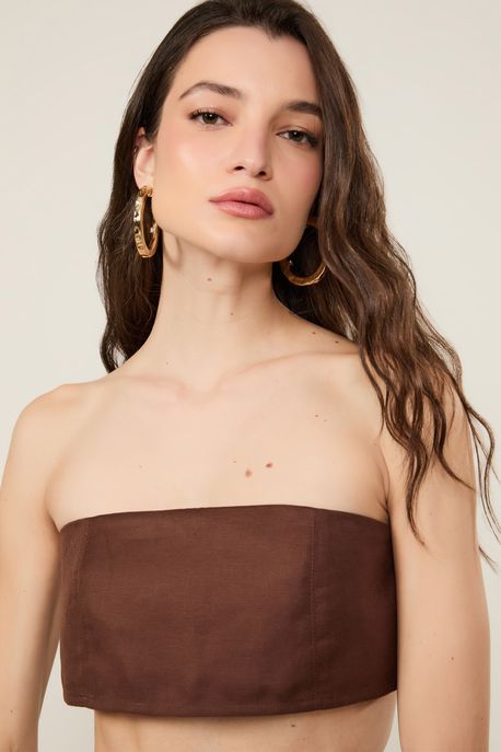 Top De Linho Marrom - 36