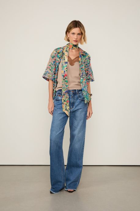 Blusa De Tricot Com Detalhe Renda Bege Amendoado / Marrom Gengibre - M