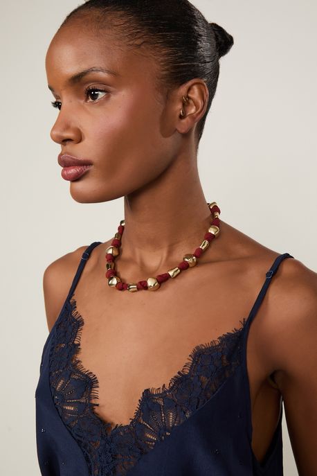 Colar De Georgette Curto Formas Ouro - U