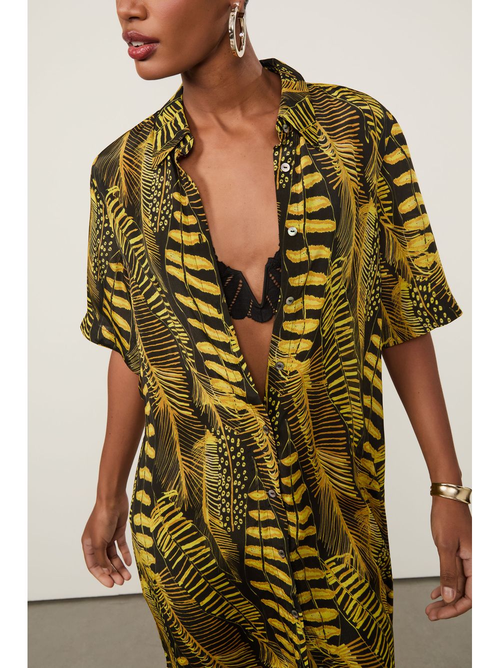 Animale — Chemise Midi Com Fenda Estampado