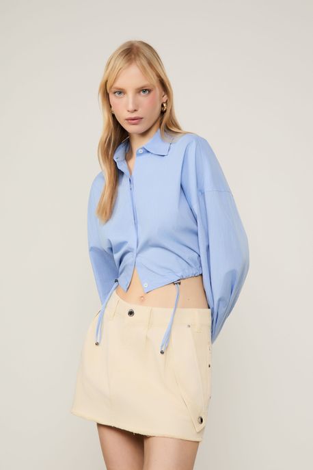 Saia Caixotinha De Sarja Bege Amendoa - 38