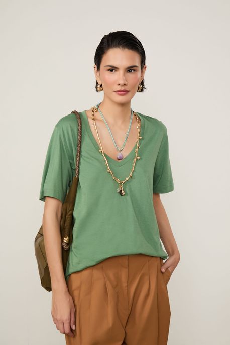 T-Shirt De Algodão Pima Verde Confrei - P