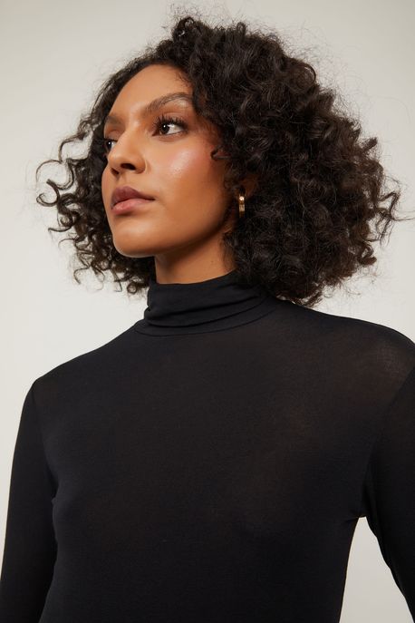 Blusa Segunda Pele De Malha Preta Preto - P