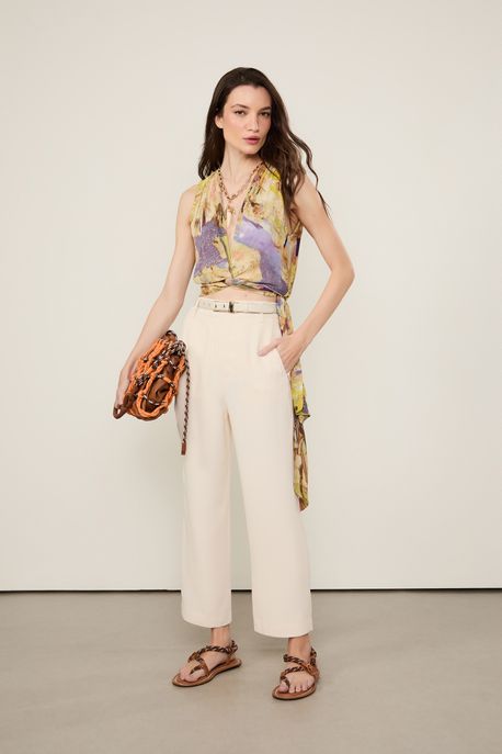 Calça De Crepe Bege - 40