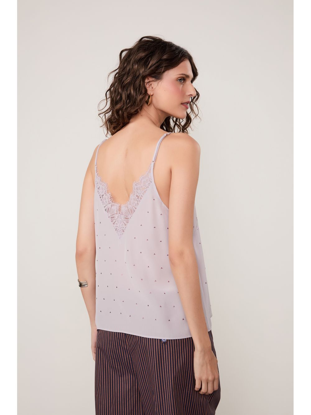 Animale — Regata De Seda Com Strass e Renda Lilás rain