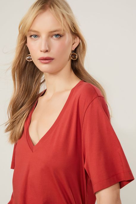 T-Shirt De Algodão Pima Vermelho Nautico - PP