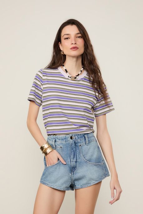 Short Jeans Bolso Profundo Cintura Média Jeans Claro - 44