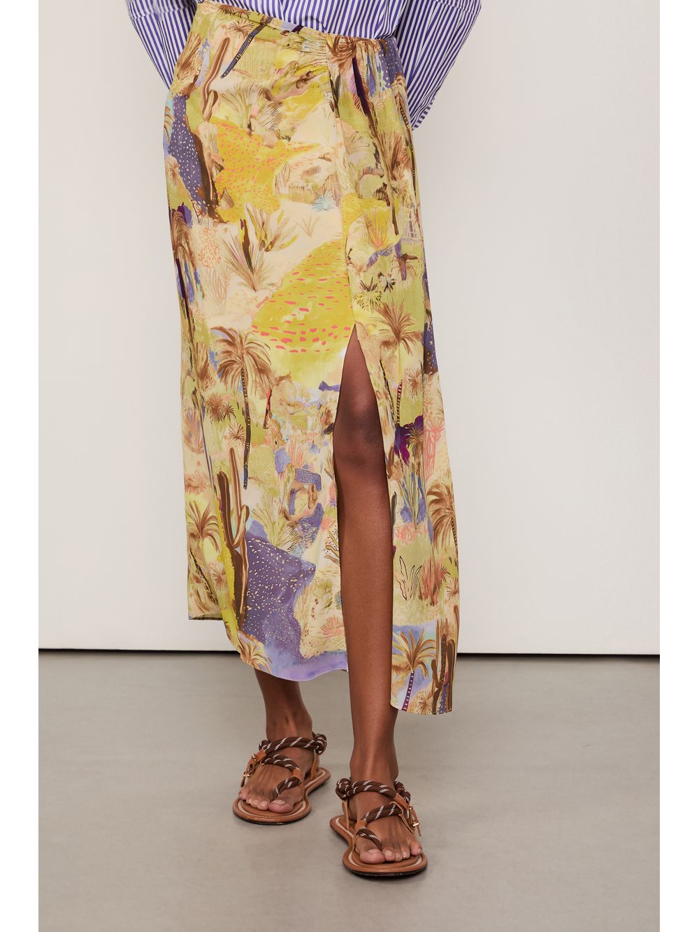 Animale — Saia De Georgette Pesado Midi Pareô Estampada