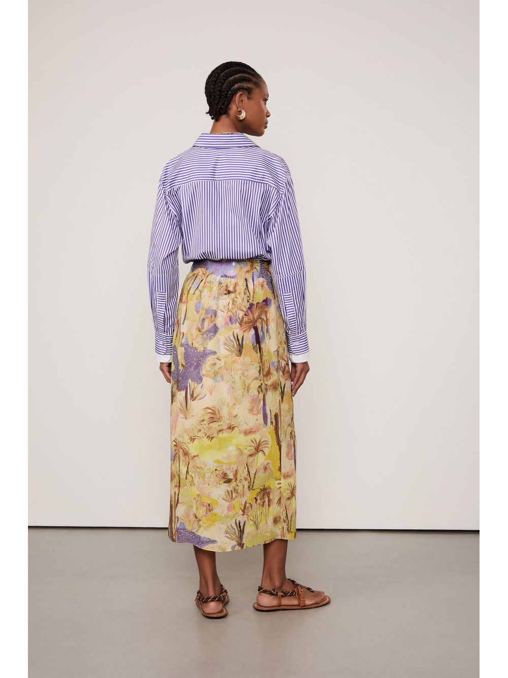 Animale — Saia De Georgette Pesado Midi Pareô Estampada