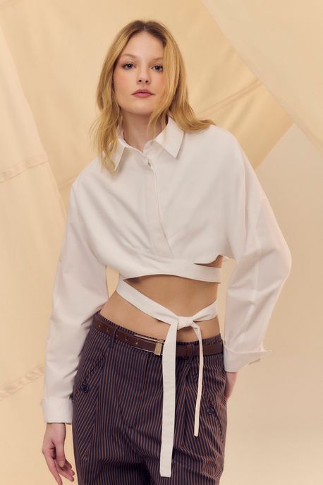 Camisa Curta Fivela Lateral Branca Branco - 40