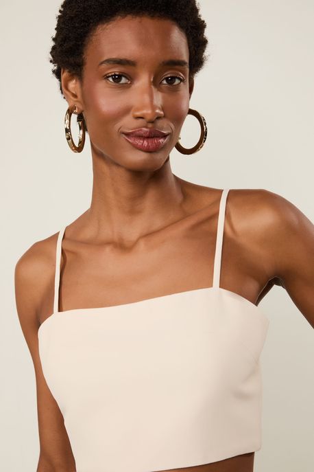 Top De Crepe Reto Bege Whitecap Bege - 42