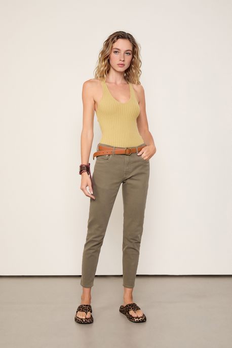 Calça Jeans Sarja Skinny Basic High Cinza Spray - 46