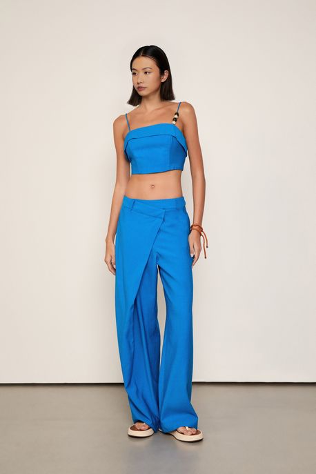 Calça Alfaiataria Assimetrica Azul States - G