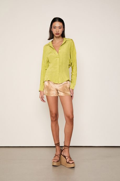 Camisa De Cetim Recorte Ajustado Verde Prim - G