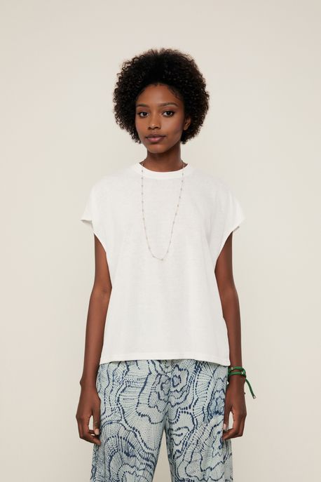 Camiseta De Malha Sem Manga Branco - P