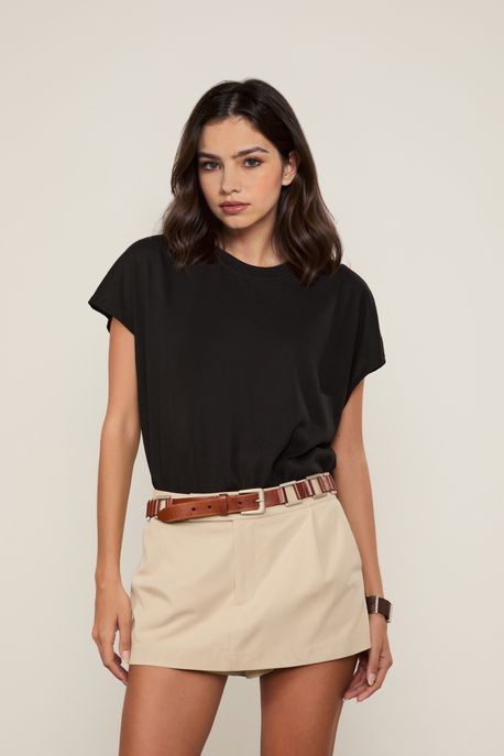 Camiseta De Malha Sem Manga Preto - P