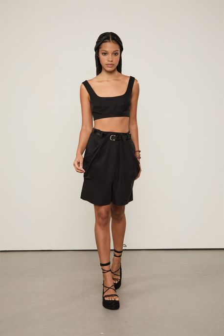 Top Cropped Alfaiataria Preto - P