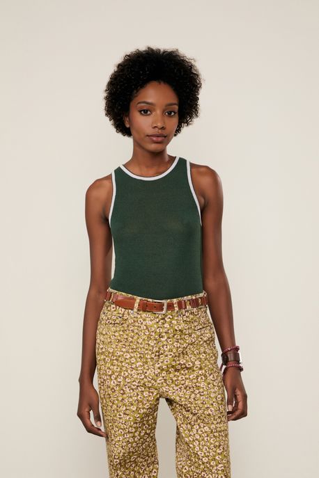 Blusa De Tricot Detalhe Bicolor Lilas Wind - G