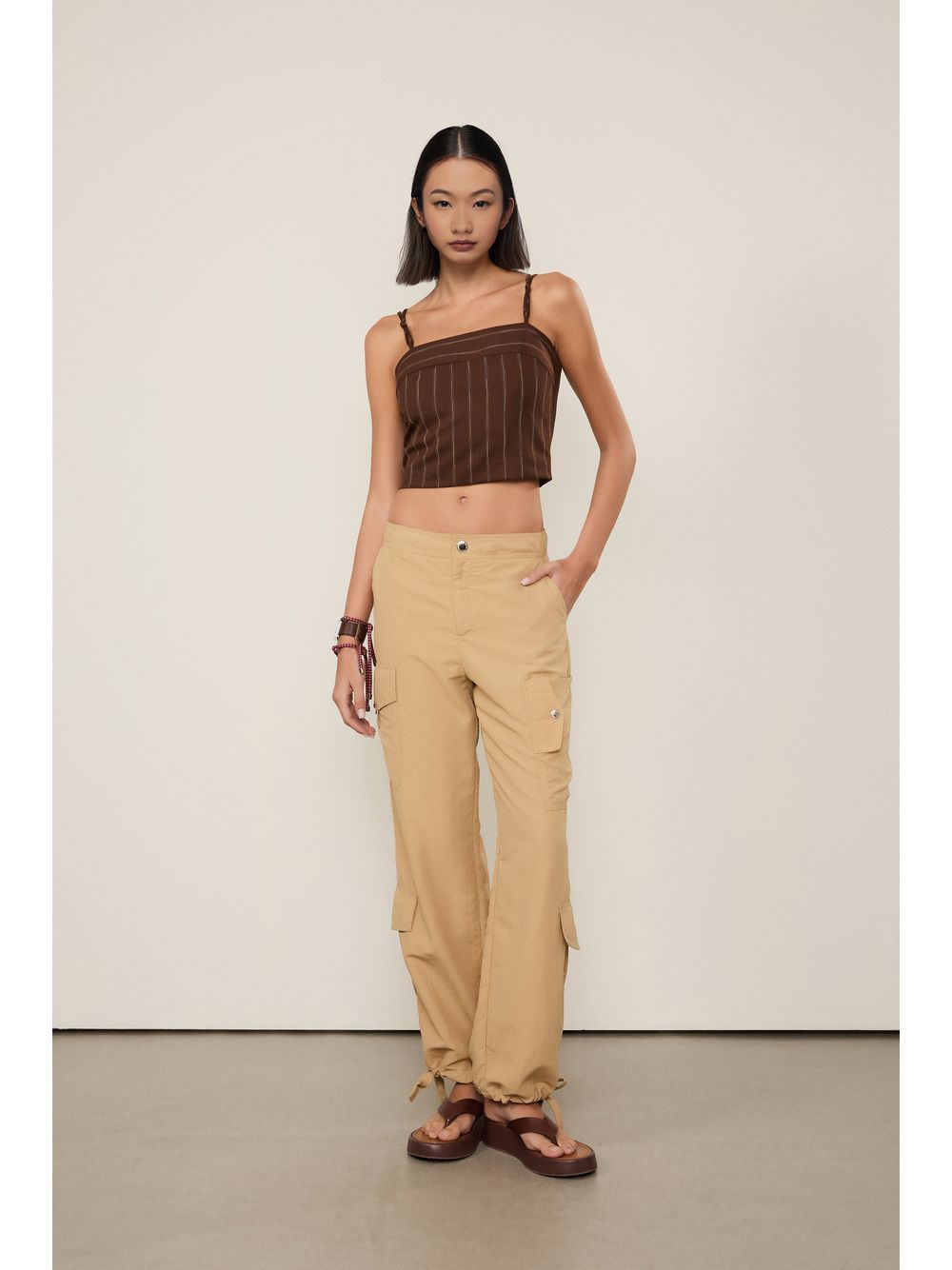 Animale — Top De Viscose Cropped Com Alcas Em No