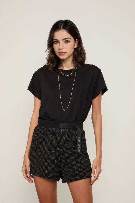 Blusa De Malha Basica Decote Redondo Preto - M