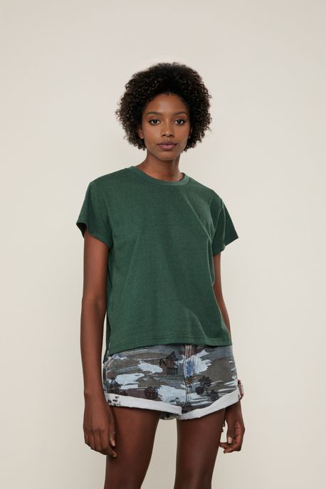 Blusa De Malha Basica Decote Redondo Verde Cadis - P