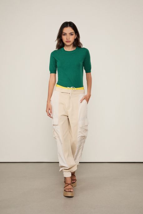 Blusa De Tricot Decote Redondo Verde Cadis - P