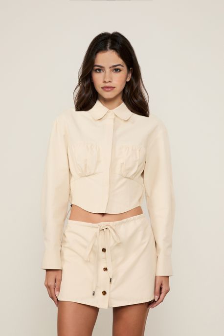 Camisa Ml Cropped Corset Bege Whitecap - GG