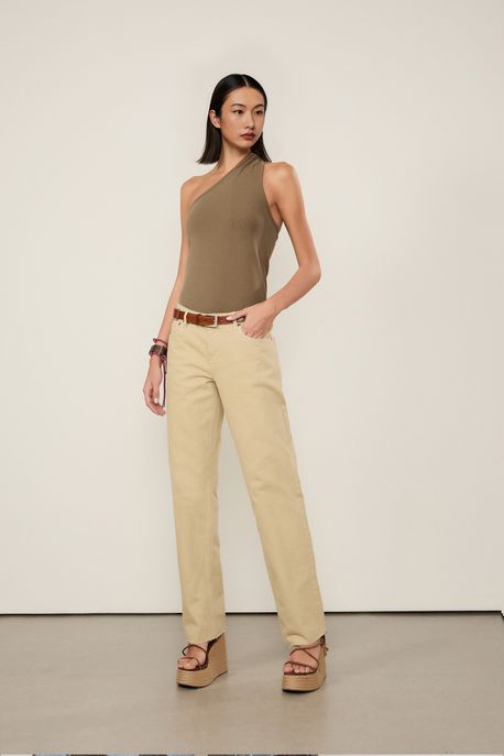 Regata De Malha Halter Neck Assimetrica Cinza Spray - M