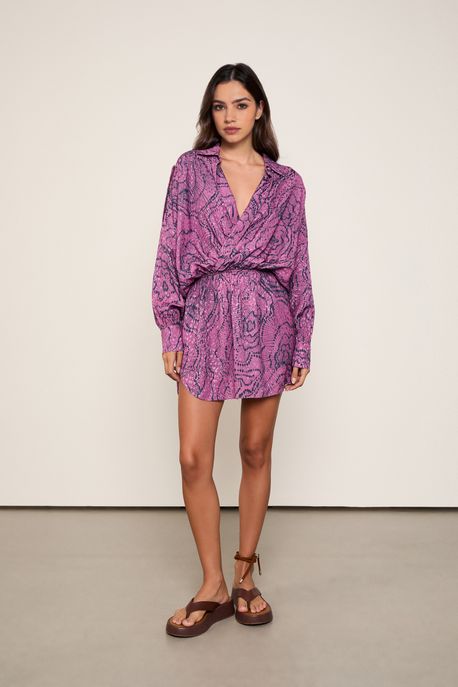 Vestido Chemise Est Floral Anemona Pipa Est Floral Anemona Pipa e Navy - M
