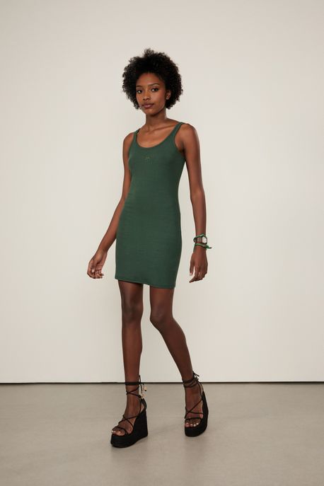 Vestido De Malha Curto Com Alcas Finas Verde Cadis - M