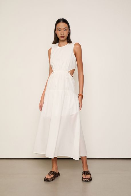 Vestido De Algodão Abertura Nas Costas Madras Violeta - G