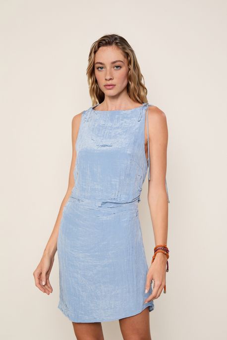 Vestido Fary Amarração Curto Azul States - G