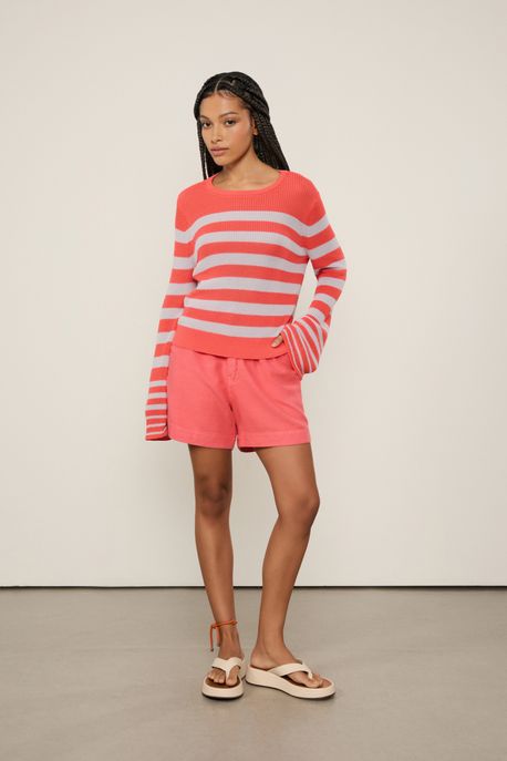 Bermuda Sarja Trapezio Com Pence Coral Art - 34