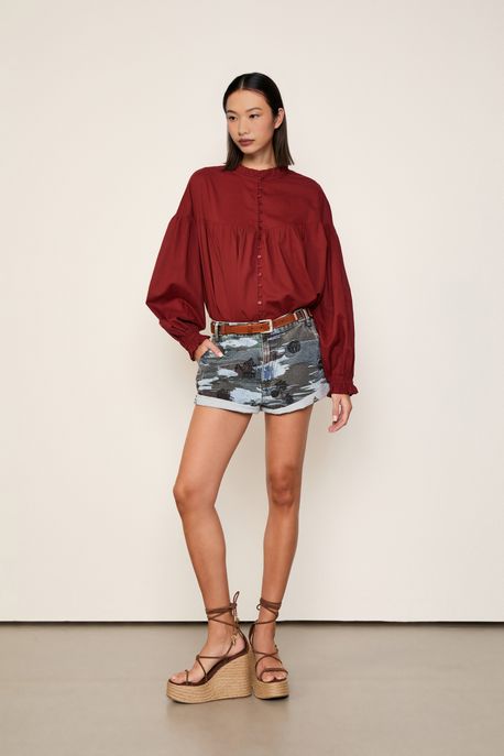 Short Jeans Overboy Estampa Camuflado Jeans Medio - 38