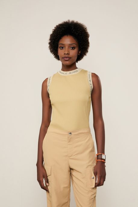 Regata Malha Animale Jeans Verde Pale - GG