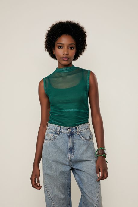 Regata De Tule De Franzidos Verde Cadis - G