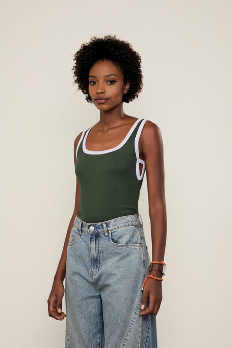 Regata Malha Abertura Cavas Verde Cadis - G