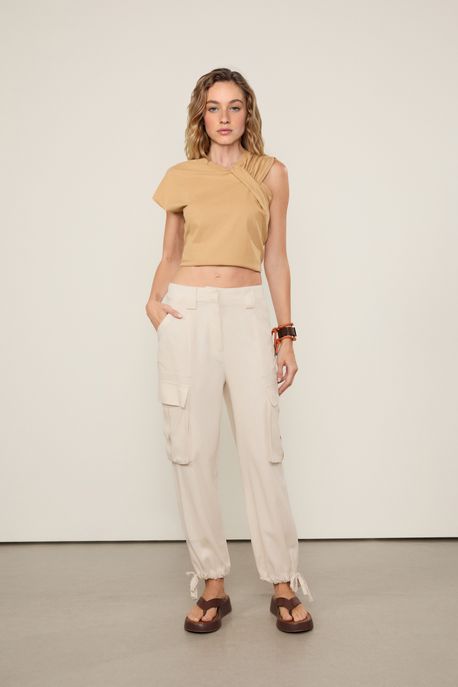 Calça De Alfaiataria Like Linen Cinza Medio - M