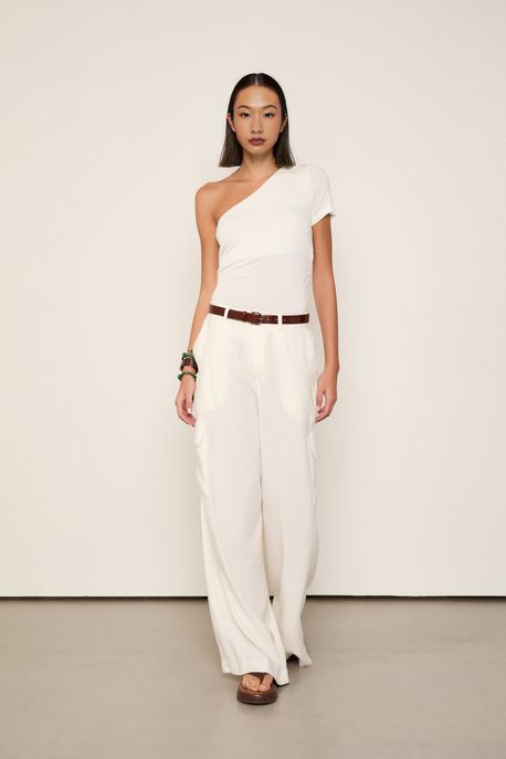 Pantalona De Linho Grego Off White - G