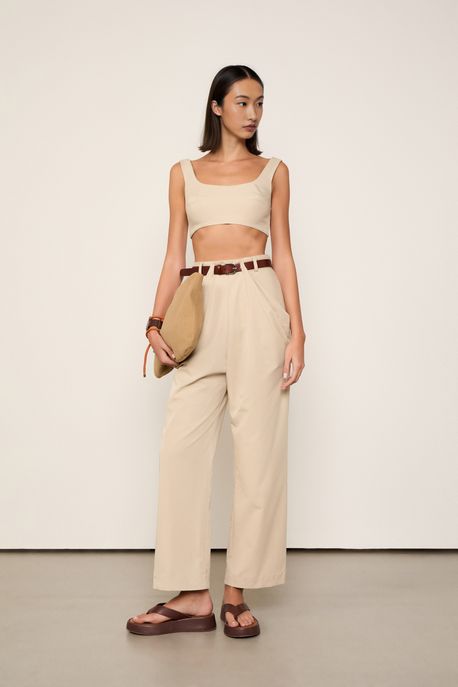 Calça Prega Frontal Alfaiataria Verde Pale - M