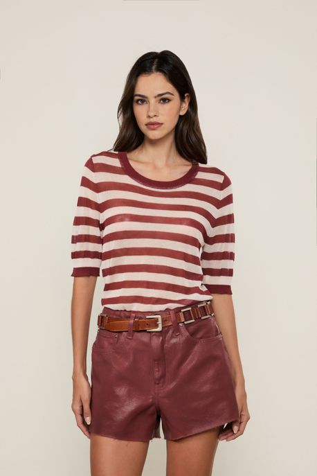 Short Sarja Box Like Leather Marrom Taipas - 44