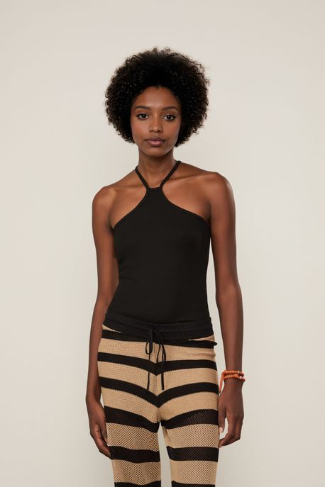 Regata De Malha Frente Unica Preto - M